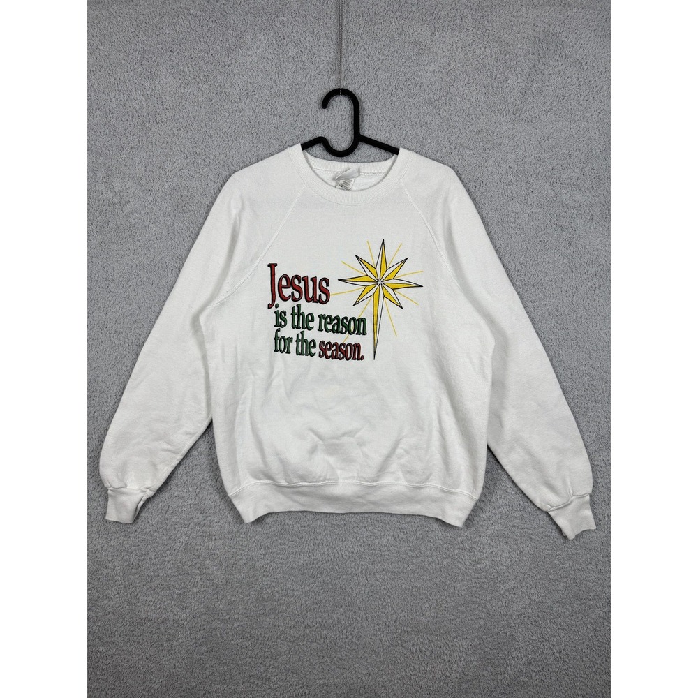 Vintage Bassett-Walker Sweatshirt Mens L Jesus Is‎ The Reason Christmas 90s